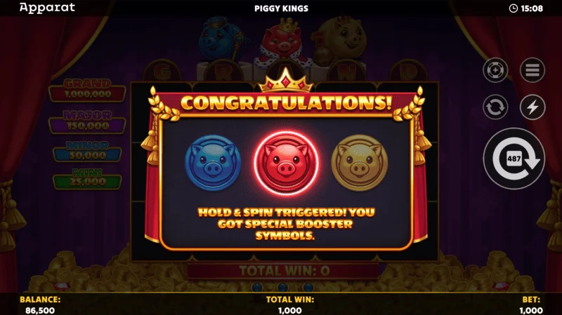Piggy Kings - rrotullime falas me Crown Scatter